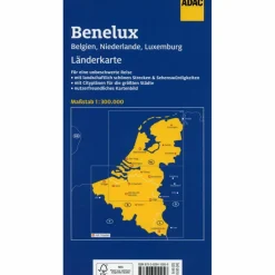 ADAC LÄNDERKARTE BENELUX, BELGIEN, NIEDERLANDE, LUXEMBURG - Straßenkarte