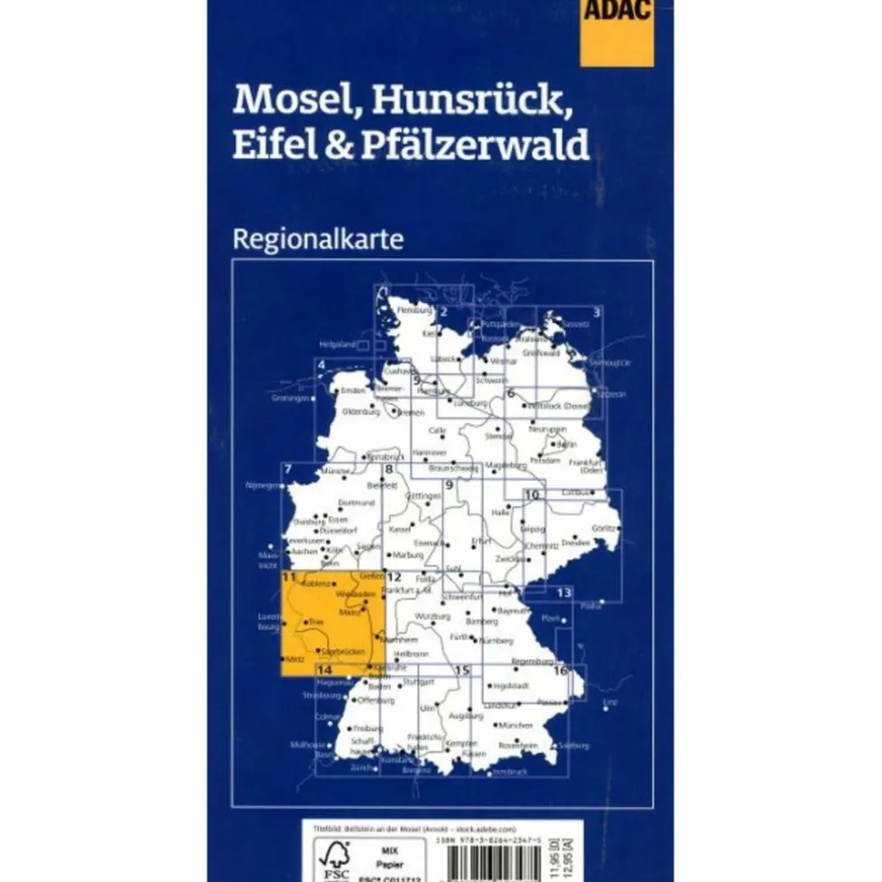 ADAC REGIONALKARTE 11 MOSEL, EIFEL, HUNSRÜCK, PFÄLZERWALD - Straßenkarte