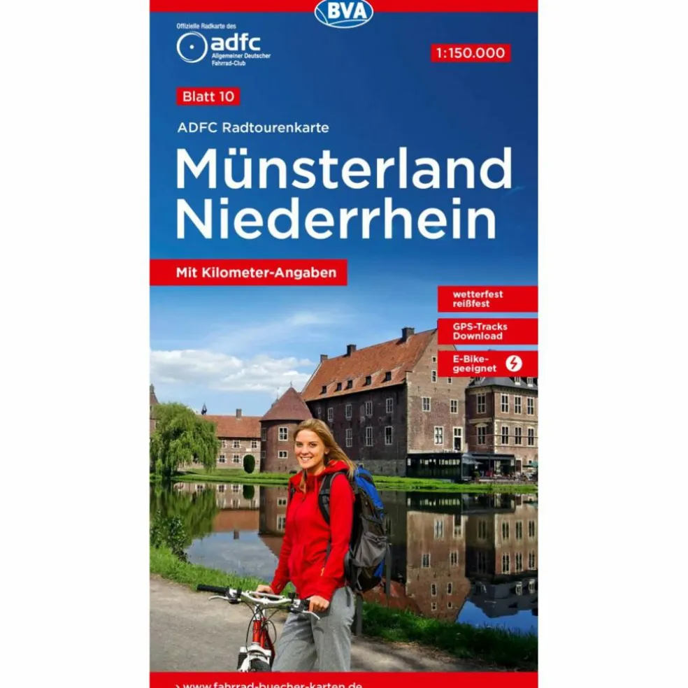 ADFC-RADTOURENKARTE 10 MÜNSTERLAND NIEDERRHEIN 1:150.000 - Fahrradkarte