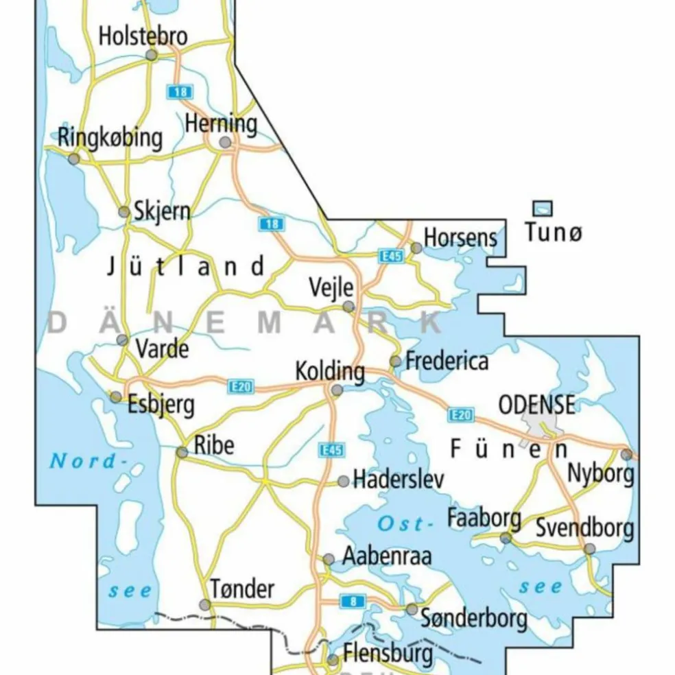 ADFC-RADTOURENKARTE DK2 DÄNEMARK/JÜTLAND SÜD/ FÜNEN - Fahrradkarte