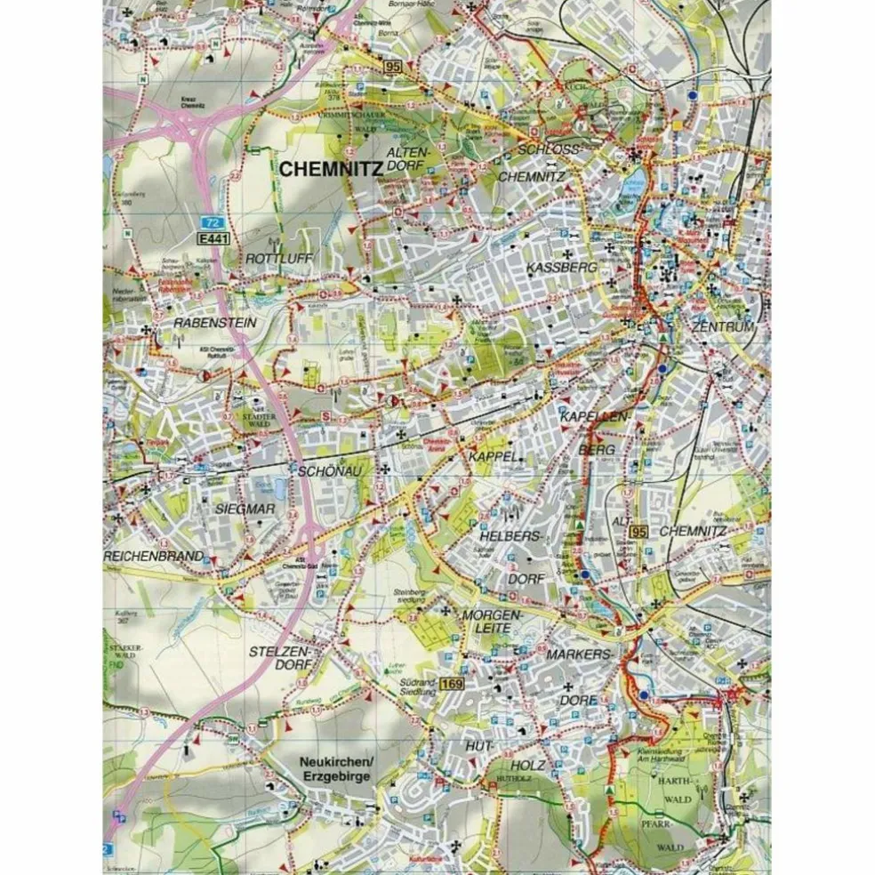 CHEMNITZ UND UMGEBUNG 1 : 35 000. RADWAN - Wanderkarte