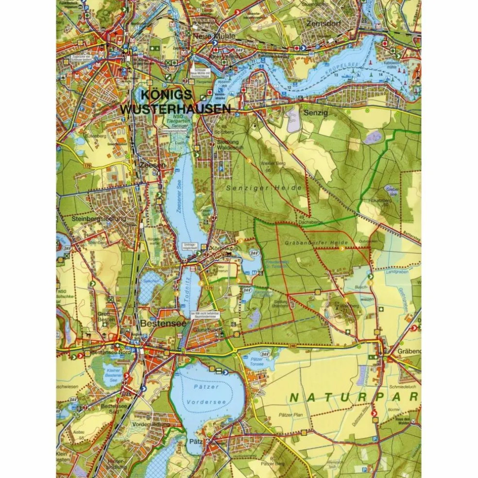 DAHME-SEEN: KÖNIGS WUSTERHAUSEN, TEUPITZ - Fahrradkarte