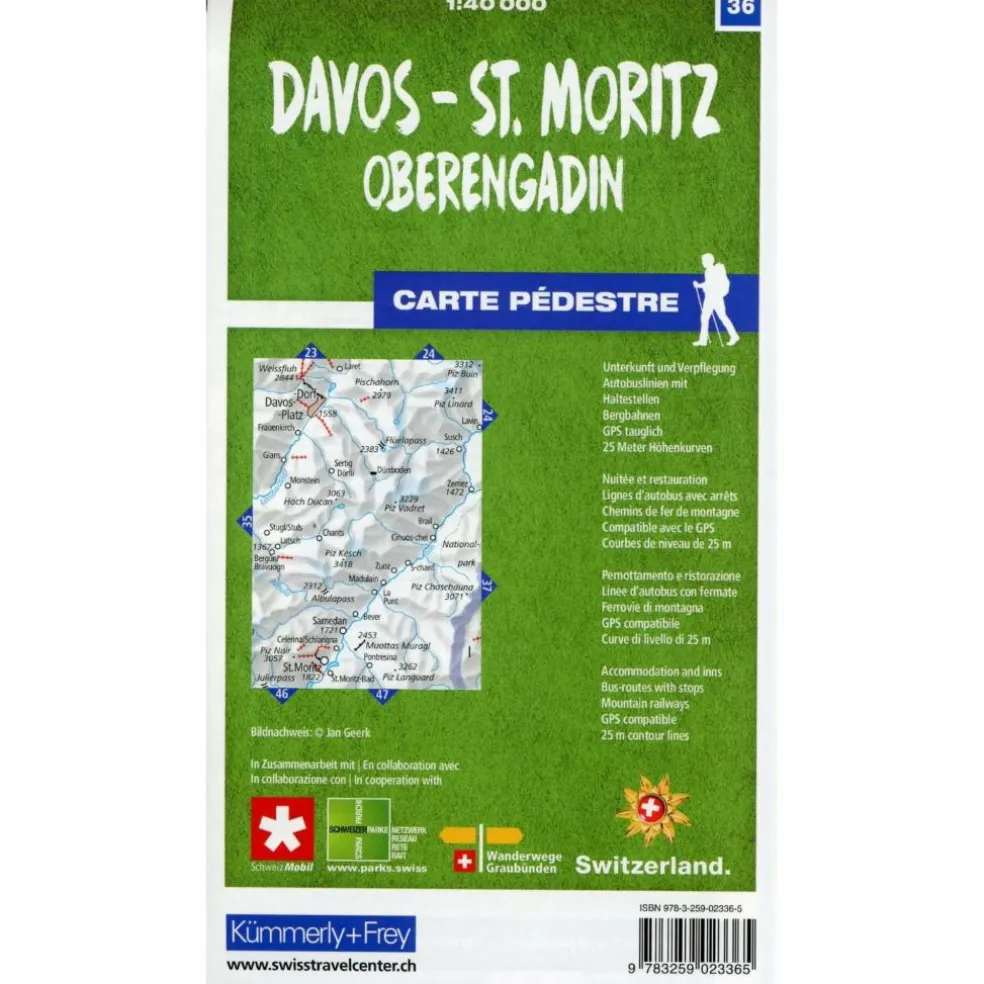 DAVOS - ST. MORITZ / OBERENGADIN 36 WANDERKARTE 1:40 000 MAT - Wanderkarte