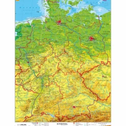 DEUTSCHLAND, PHYSISCH 1 : 1 100 000 OHNE METALLLEISTE - Poster