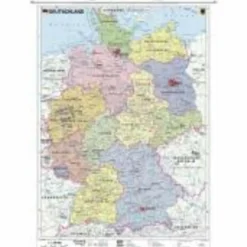 DEUTSCHLAND POLITISCH. WANDKARTE MIT METALLEISTE - Poster