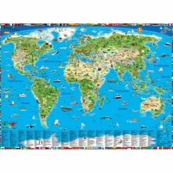 ERLEBNIS ILLUSTRIERTE WELTKARTE PLANOKARTE - Karte