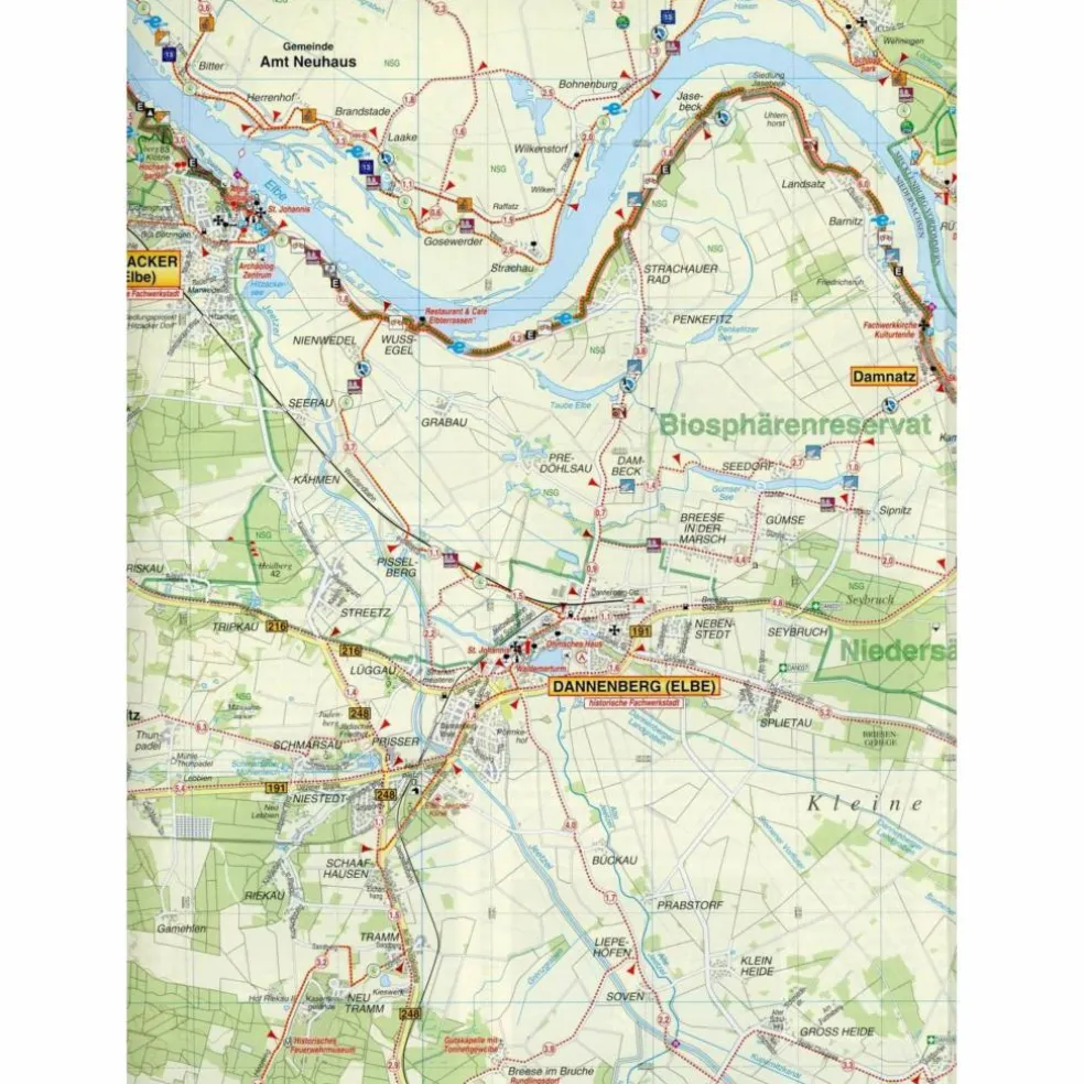 FLUSSLANDSCHAFT ELBE, HITZACKER, DÖMITZ - Wanderkarte