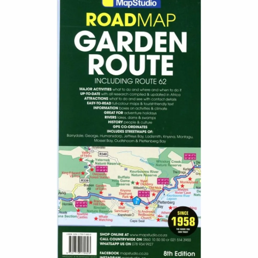 GARDEN ROUTE & ROUTE 62 TOURISTISCHE LANDKARTE 1:300.000 - Straßenkarte