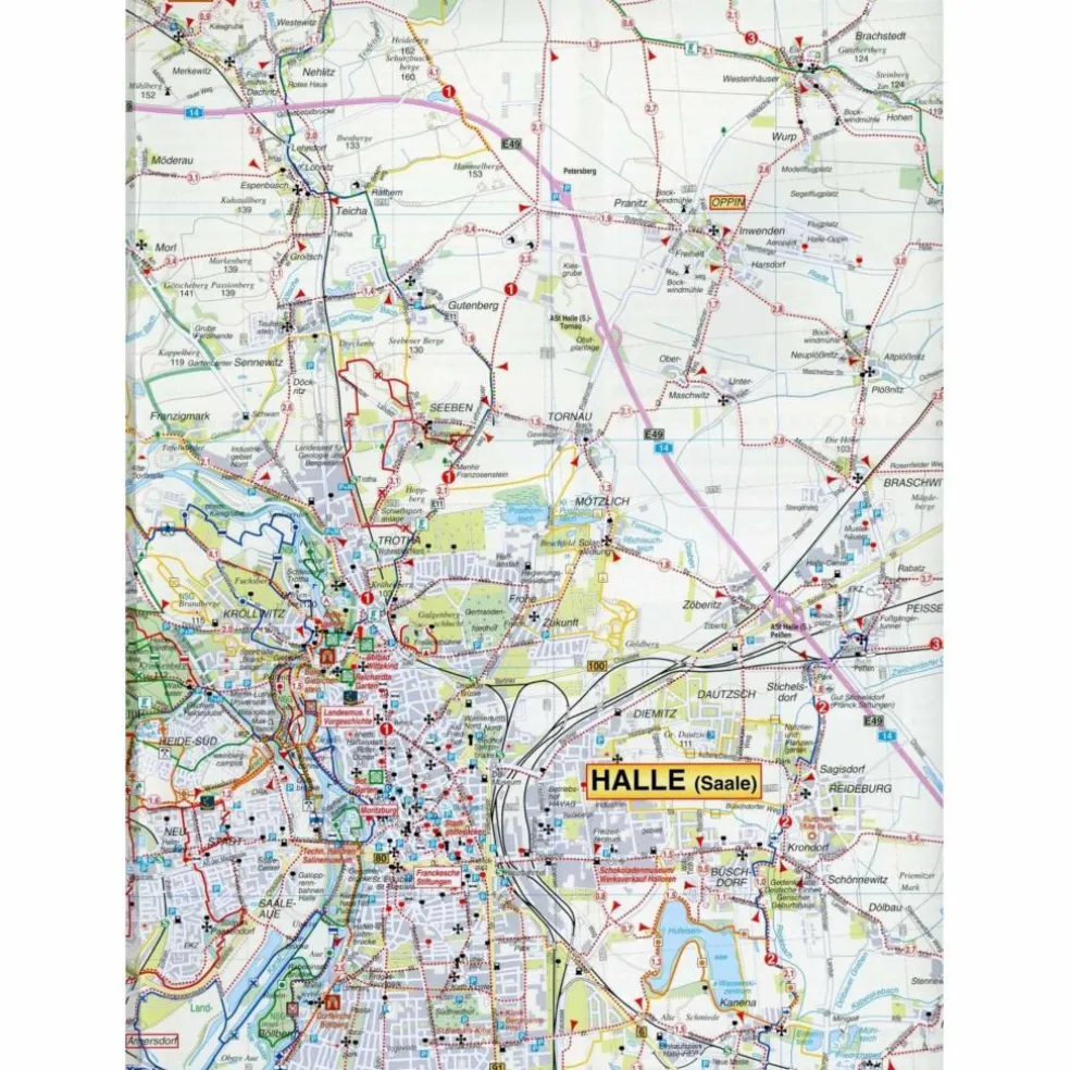 HALLE ( SAALE) UND UMGEBUNG 1 : 50 000. - Wanderkarte