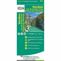 IGN 75 000 TOURISTISCHE WANDERKARTE 13 VERDON LAC DE SAINTE