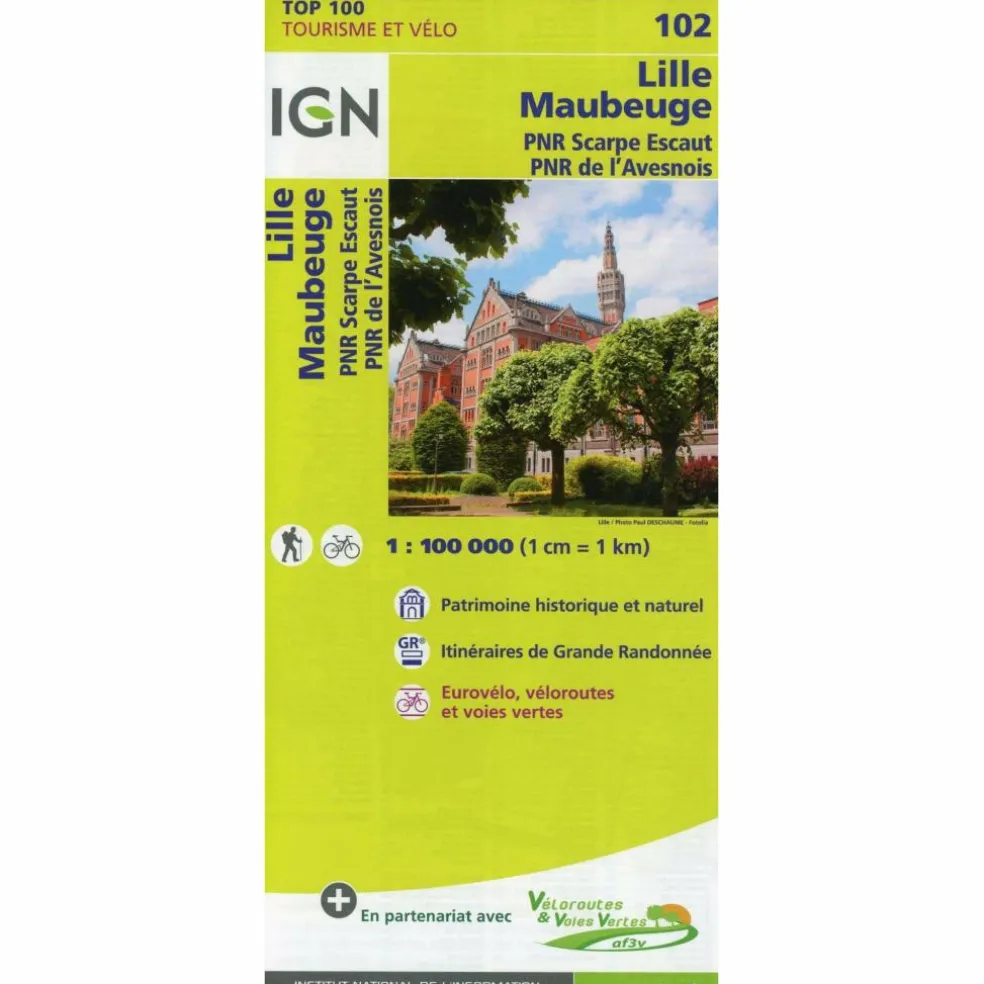 IGN 102 LILLE MAUBEUGE 1:100 000 - Karte