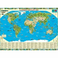 ILLUSTRIERTE WELTKARTE TIERE