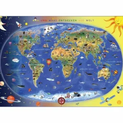 KINDERWELTKARTE LERNPOSTER MIT METALLBELEISTUNG - Weltkarte