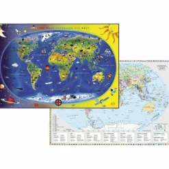 KINDERWELTKARTE STAATEN DER ERDE MIT FLAGGENRAND