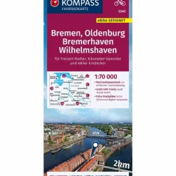KOMPASS FAHRRADKARTE 3340 BREMEN, OLDENBURG, BREMERHAVEN