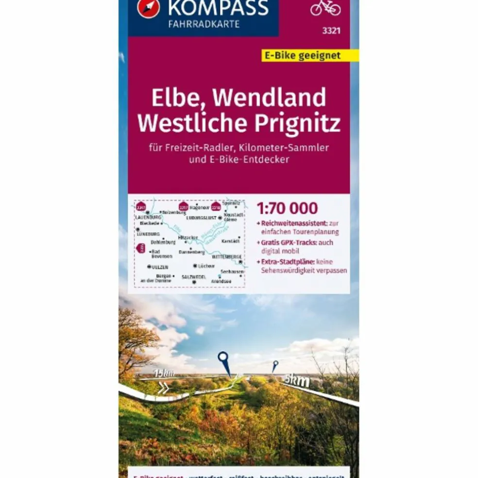 KOMPASS FAHRRADKARTE 3321 ELBE, WENDLAND, WESTLICHE PRIGNITZ