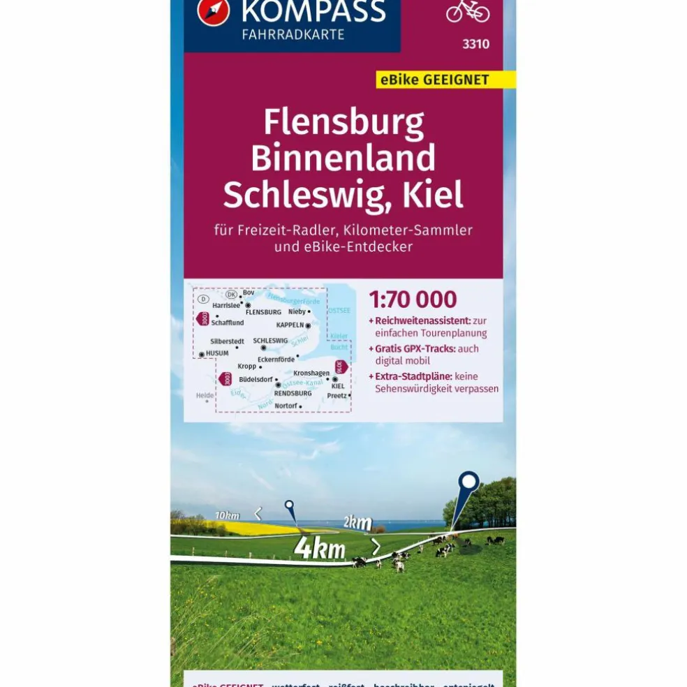KOMPASS FAHRRADKARTE 3310 FLENSBURG BINNENLAND, SCHLESWIG - Fahrradkarte
