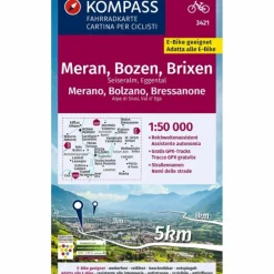 KOMPASS FAHRRADKARTE 3421 MERAN, BOZEN UND UMGEBUNG 1:50.000