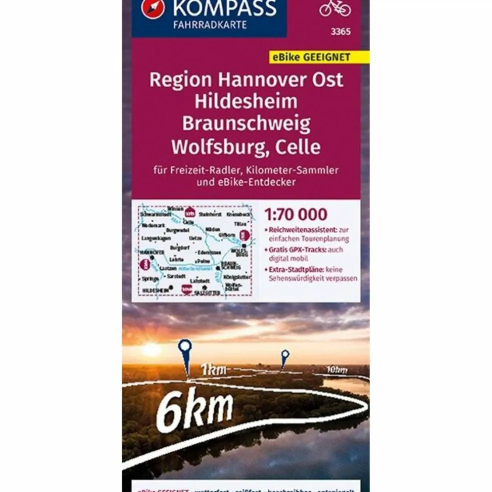 KOMPASS FAHRRADKARTE REGION HANNOVER OST, HILDESHEIM