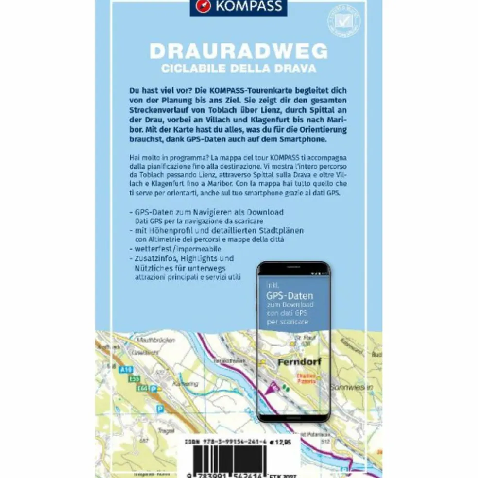 KOMPASS FAHRRAD-TOURENKARTE DRAURADWEG