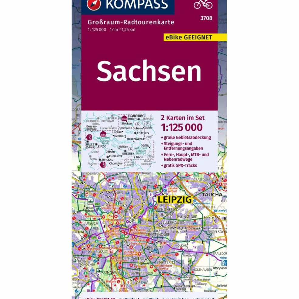KOMPASS GRK 3708 SACHSEN - Fahrradkarte