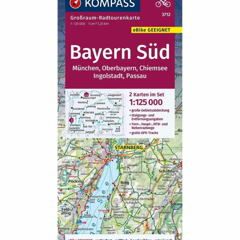 KOMPASS GROßRAUM-RADTOURENKARTE 3712 BAYERN SÜD, OBERBAYERN