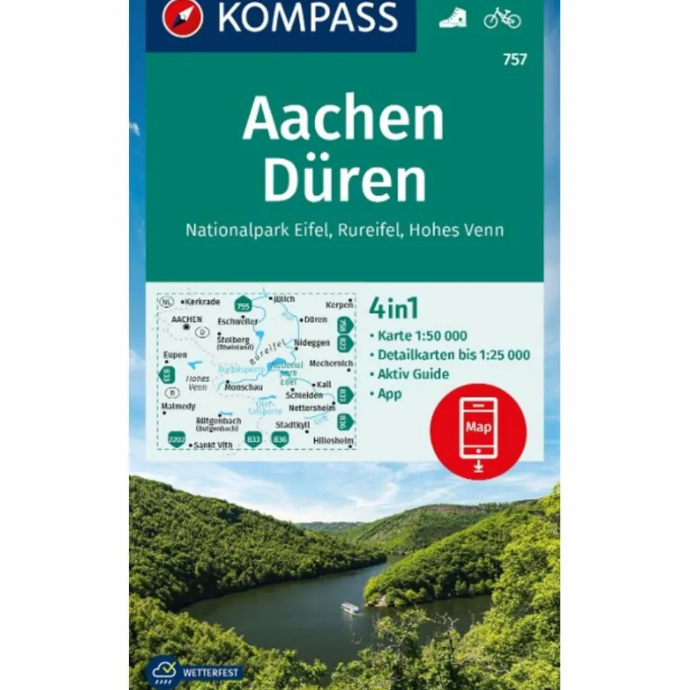 KOMPASS WANDERKARTE 757 AACHEN, DÜREN, NATIONALPARK EIFEL