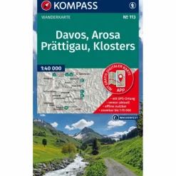 KOMPASS WANDERKARTE 113 DAVOS, AROSA, PRÄTTIGAU, KLOSTERS