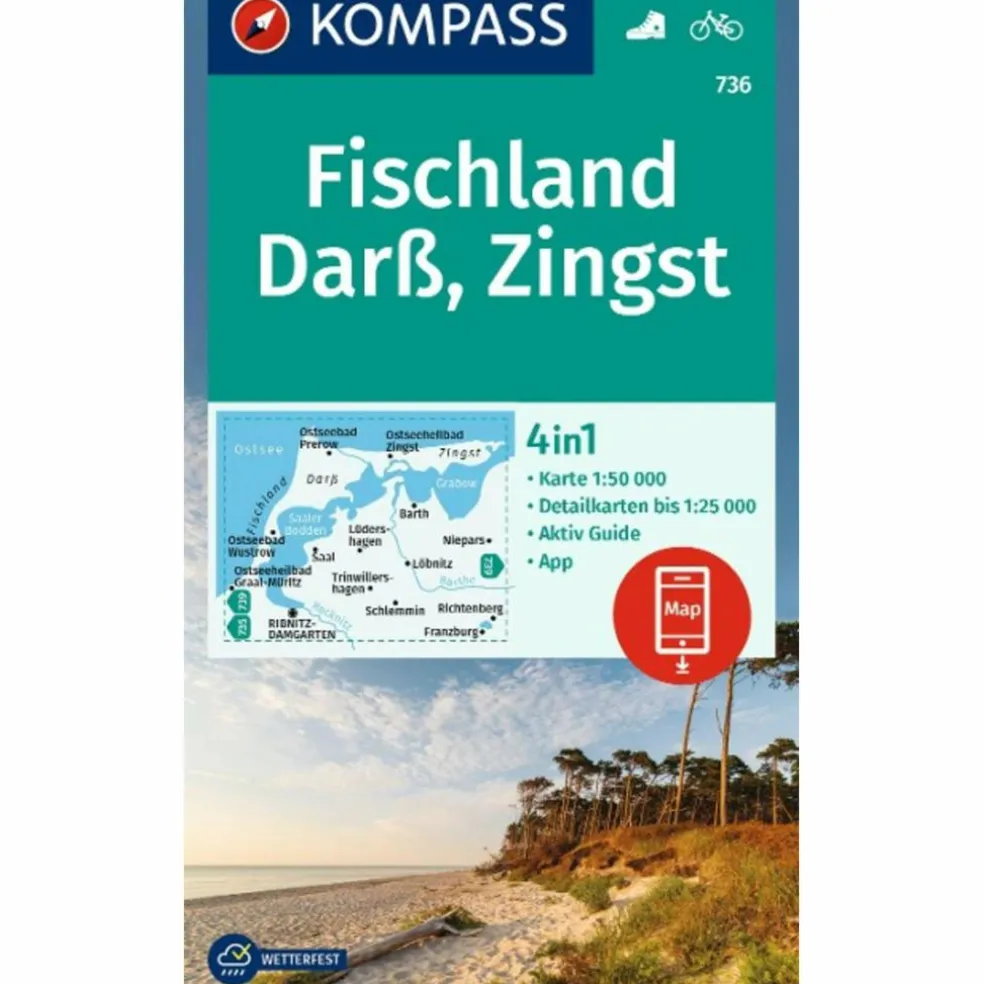 KOMPASS WANDERKARTE 736 FISCHLAND, DARß, ZINGST 1:50.000