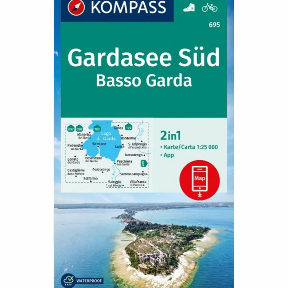 KOMPASS WANDERKARTE 695 GARDASEE SÜD, BASSO GARDA 1:25.000