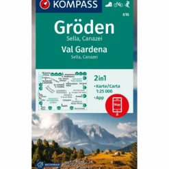 KOMPASS WANDERKARTE 616 GRÖDEN / VAL GARDENA, SELLA, CANAZEI