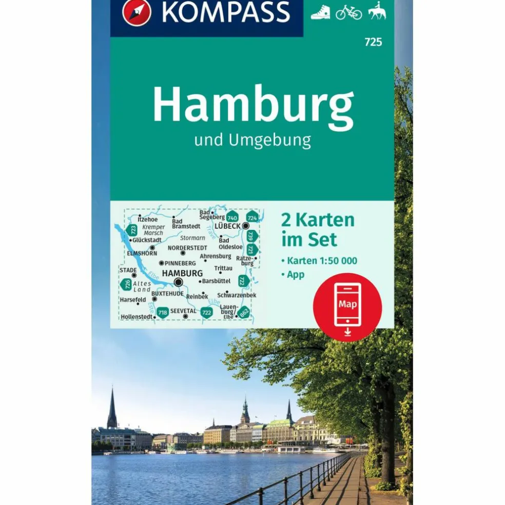 KOMPASS WANDERKARTE 725 HAMBURG UND UMGEBUNG 1:50000