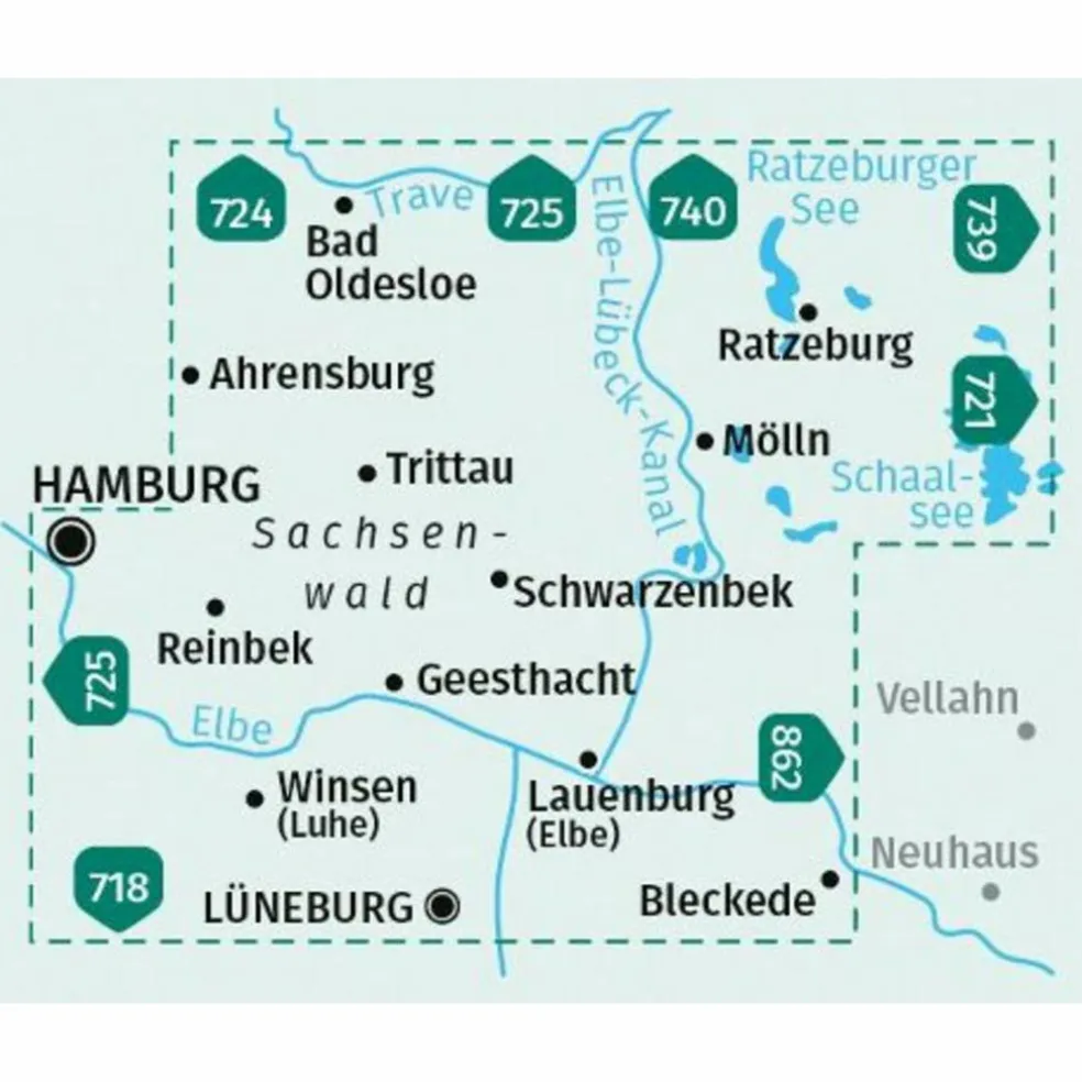 KOMPASS WANDERKARTE 722 HERZOGTUM LAUENBURG, SACHSENWALD