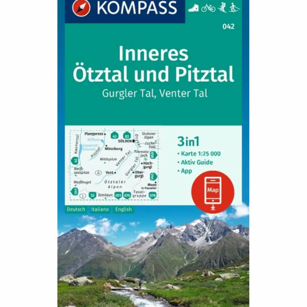 KOMPASS WANDERKARTE 042 INNERES ÖTZTAL UND PITZTAL