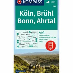 KOMPASS WANDERKARTE 758 KÖLN, BRÜHL, BONN, AHRTAL 1:50.000