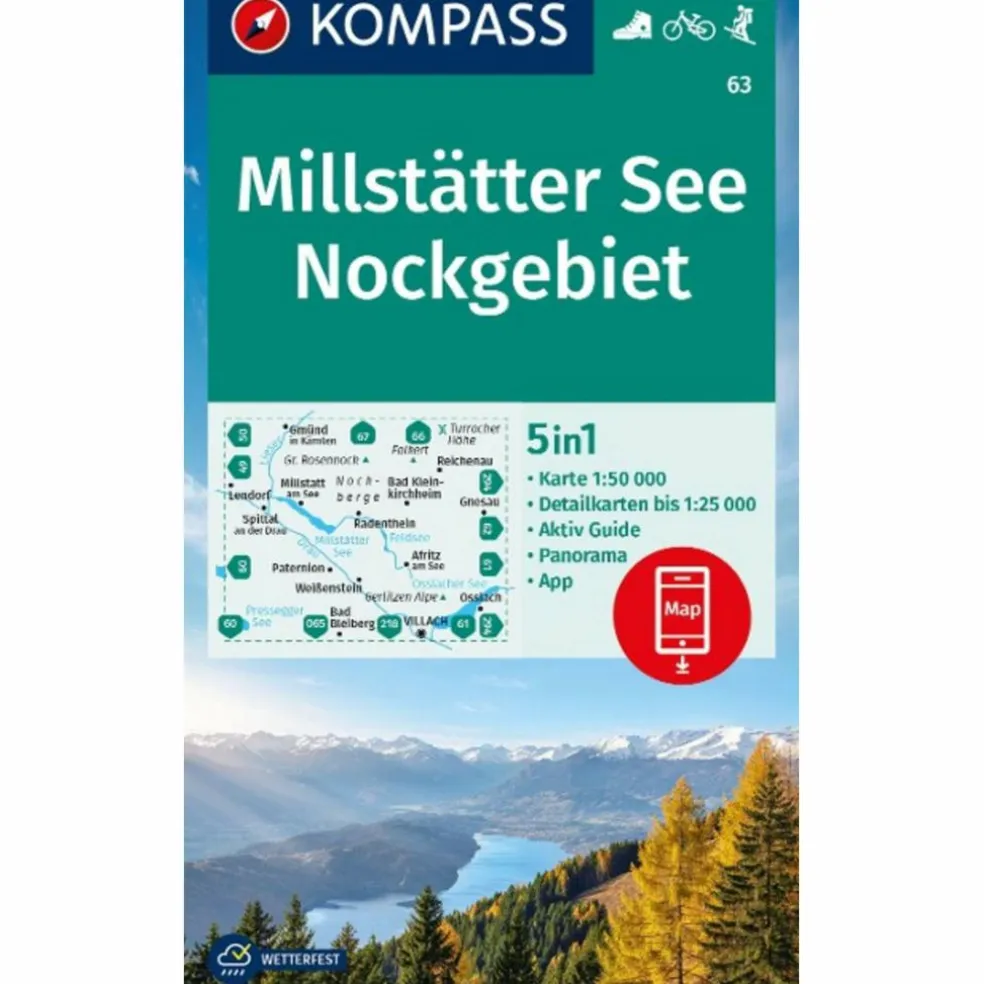 KOMPASS WANDERKARTE 63 MILLSTÄTTER SEE, NOCKGEBIET 1:50.000