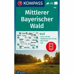 KOMPASS WANDERKARTE 196 MITTLERER BAYERISCHER WALD 1:50.000