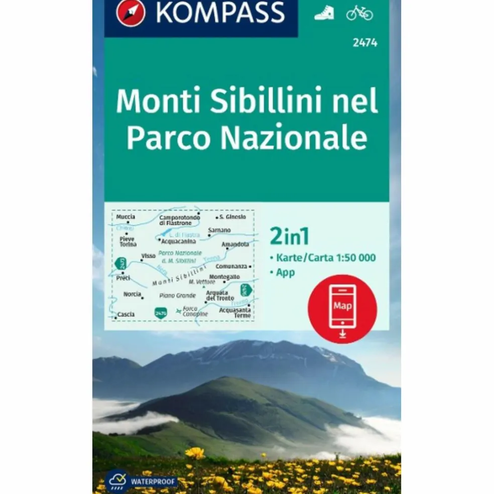 KOMPASS WANDERKARTE 2474 MONTI SIBILLINI NEL PARCO NAZIONALE