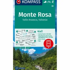 KOMPASS WANDERKARTE 88 MONTE ROSA, VALLE ANZASCA, VALSESIA