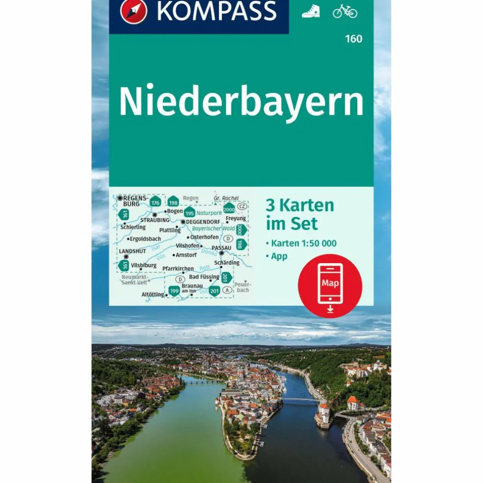 KOMPASS WANDERKARTE 160 NIEDERBAYERN