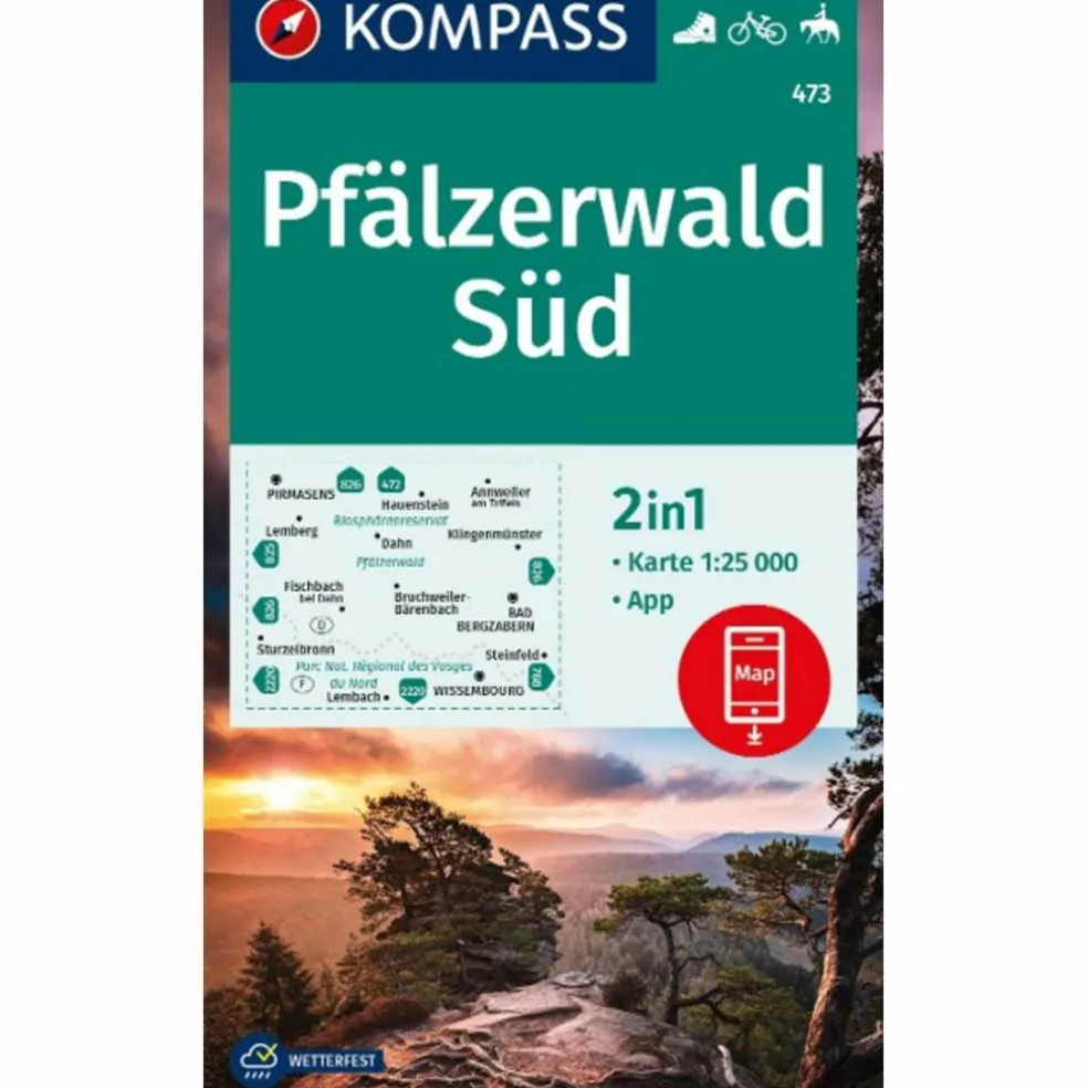 KOMPASS WANDERKARTE 473 PFÄLZERWALD SÜD 1:25.000