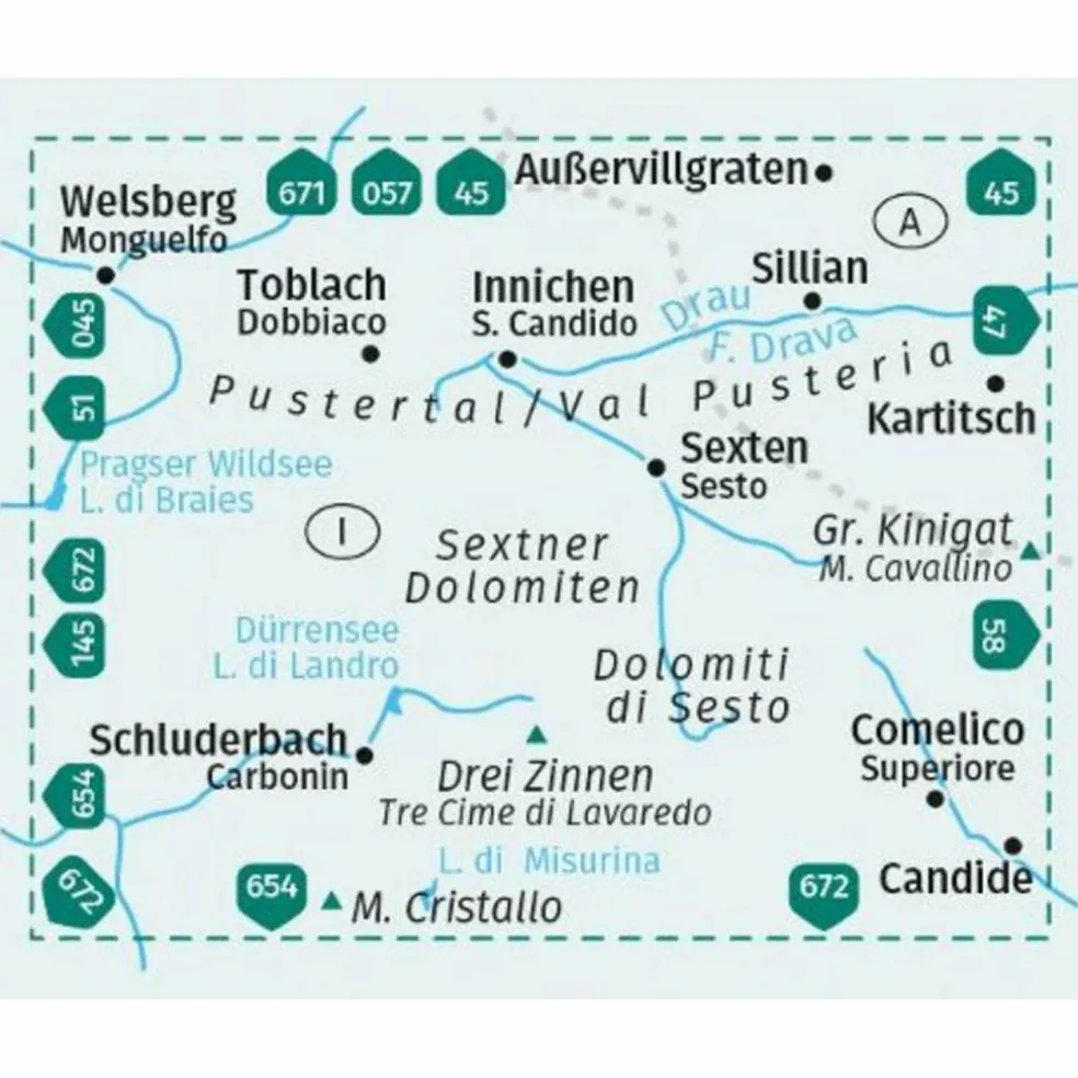 KOMPASS WANDERKARTE 657 SEXTNER DOLOMITEN, HOCHPUSTERTAL