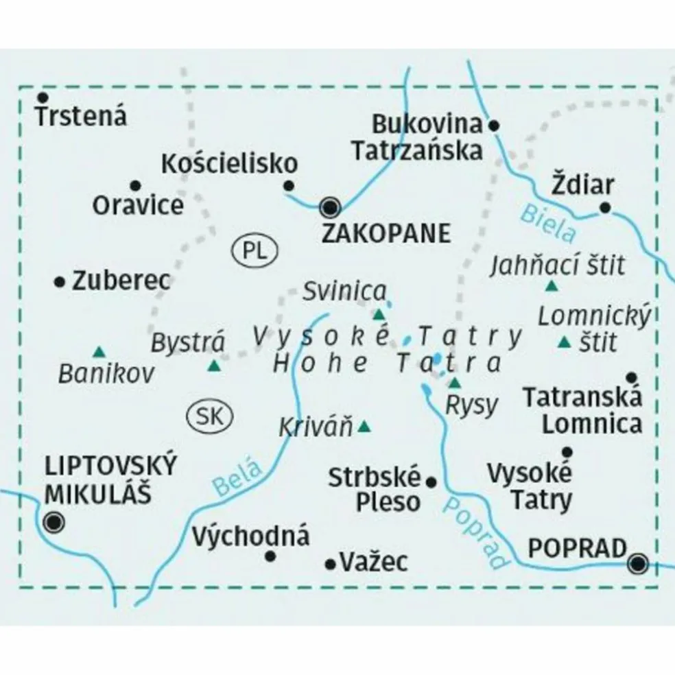 KOMPASS WANDERKARTE 2100 TATRA, HOHE, WESTLICHE, BELAER