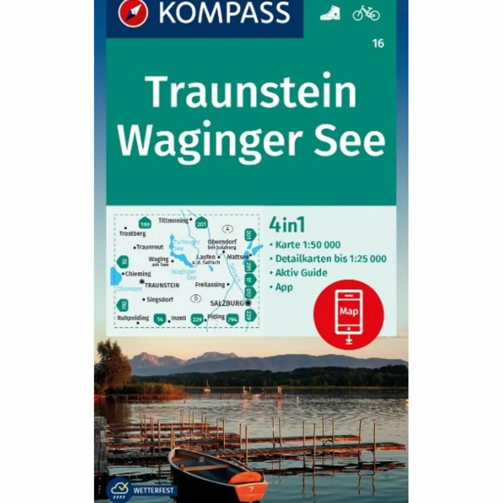 KOMPASS WANDERKARTE 16 TRAUNSTEIN, WAGINGER SEE 1:50.000