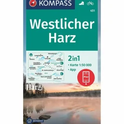 KOMPASS WANDERKARTE 451 WESTLICHER HARZ 1:50000