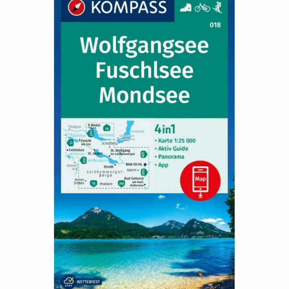 KOMPASS WANDERKARTE 018 WOLFGANGSEE, FUSCHLSEE, MONDSEE