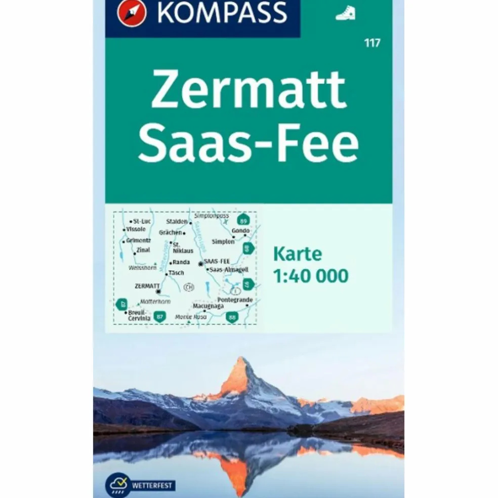 KOMPASS WANDERKARTE 117 ZERMATT, SAAS-FEE 1:40.000