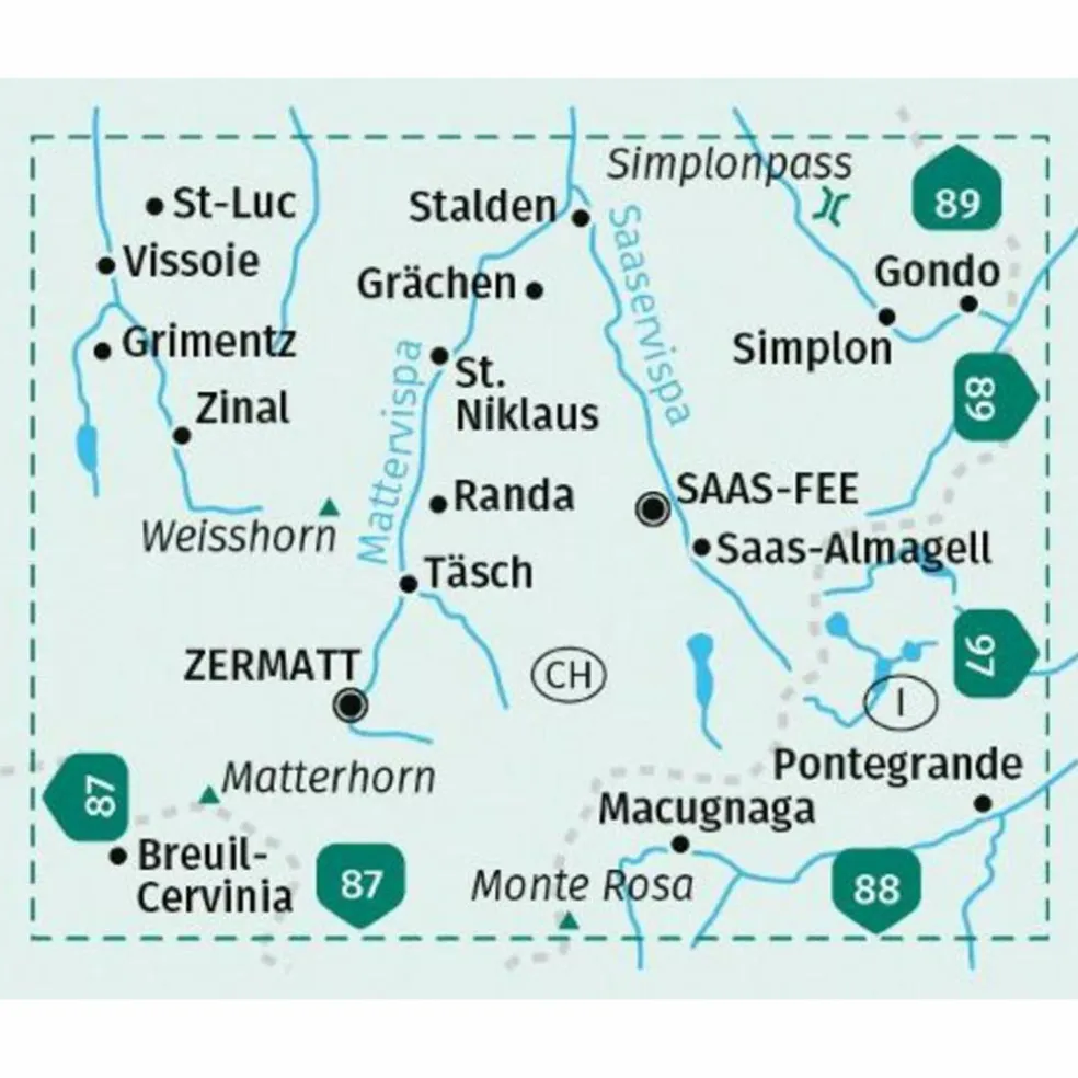 KOMPASS WANDERKARTE 117 ZERMATT, SAAS-FEE 1:40.000