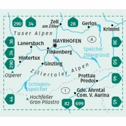 KOMPASS WANDERKARTE 37 ZILLERTALER ALPEN, TUXER ALPEN