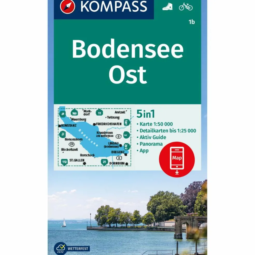 KOMPASS WANDERKARTE 1B BODENSEE OST 1:50.000